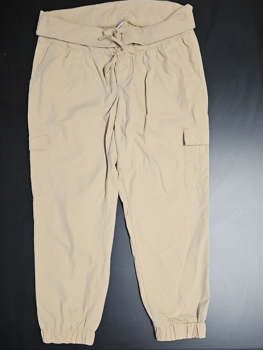 Old Navy Maternity Cargo Jogger Pants - Beige Casual Drawstring Waist Large